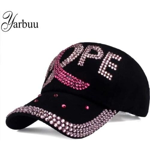 [YARBUU] brand new fashion high quality baseball caps for women Cotton Rhinestone Hat snapback cap with letter HOPE wholesale