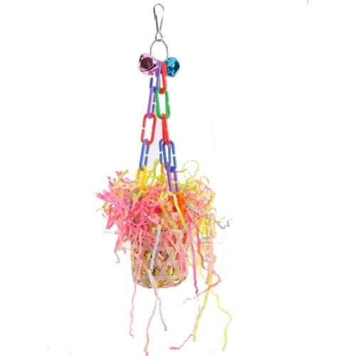 Funny Bird Parrot Basket Toy Hanging Colorful Parrot Chewing Toy Bird Shredder Toy Boredom Relief Toys Chew Toys Bird Supplies