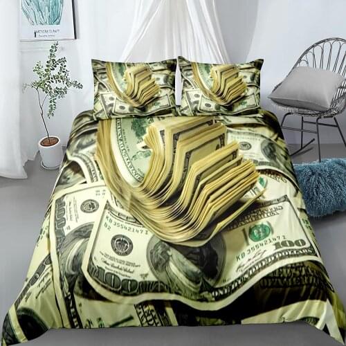 Funny Design Money Dollar Bedding Set Single Twin Full Queen King Size Money Bed Set Childrens Kid Bedroom Duvetcover Sets 003
