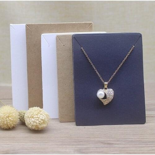 Zerong 50pcs blank white paper jewelry display Cards two size kraft jewelry pendant pakcage paper card