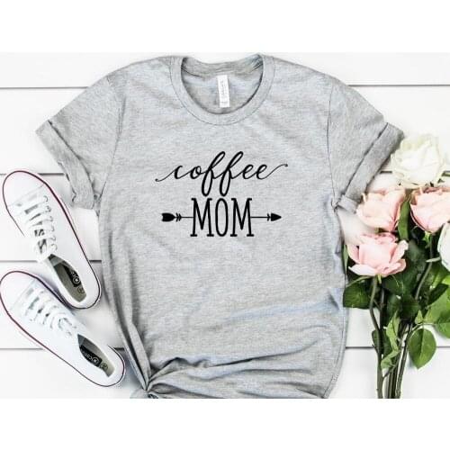 Women T Shirt Coffee Mom Letter Print Tshirt Women Short Sleeve O Neck T-shirt Ladies Causal Tee Shirt Clothes Tops TX5759