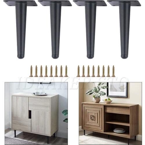 4PCS Metal Furniture Legs Feet Iron Golden Black Straight Table Sofa Cabinet Table Foot 12/15/17/20/25/30/36/38/42cm Height