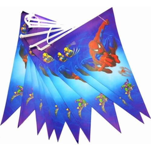 1 Set Cartoon Spiderman Party Decorations Flags Banner Theme Party Home Kids Happy Birthday Baby Shower Superhero Party Supplies