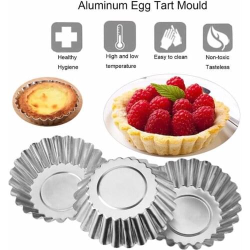 10/30PCS Egg Tart Cup Reusable Tinplate Multiuse Creative Tart Mold Cupcake Baking Cup Egg Tart Mould Dessert Bake Coxeer