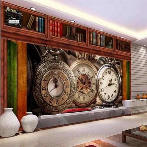 Beibehang Custom 3d wallpaper 3d retro watch wallpaper wallpaper background living room bedroom wall decoration
