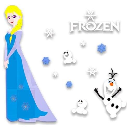 3D Wallpaper Room Decor Frozen Wall Decoration Modern Classic Cartoon 3D Sticker Acrylic Elsa Anime Decor Wallstickers Cute