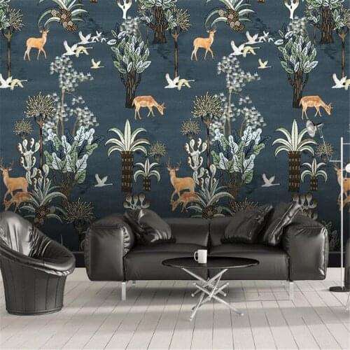 Milofi custom 3D printing murals medieval simple hand-painted elk tree bedroom living room home decoration background wall