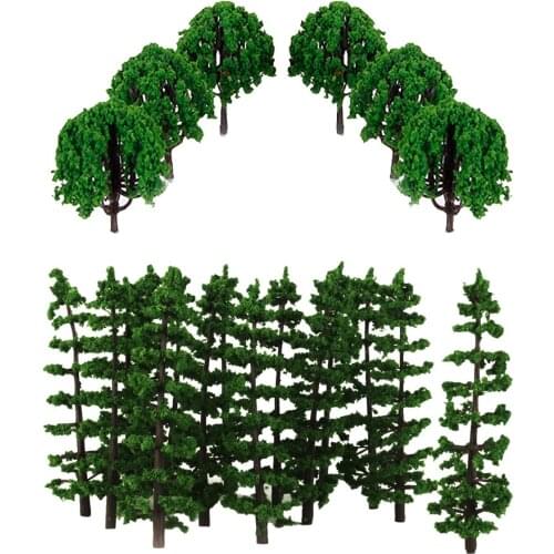 40Pcs Plastic Painted Scenery Landscape Train Model Trees Scale 1/100 HO Scale DIY Layout Forest Diorama Scene Accessories