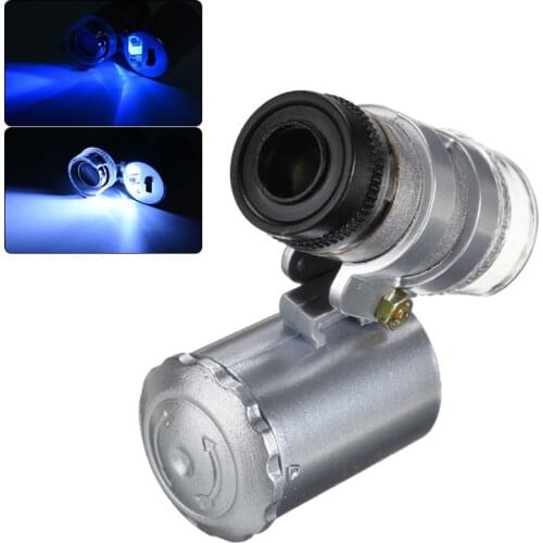 Trendy 60x Handheld Pocket Magnifier Microscope Shellhard Fashion Led UV Lights Jewelry Tools Magnifiers Loupe Bijoux