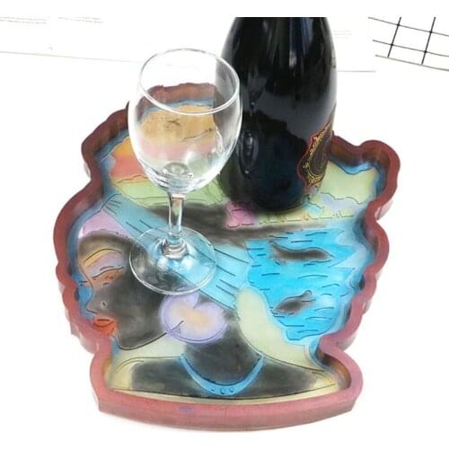 African Goddess Tray Crystal Epoxy Resin Mold Serving Plate Coaster Silicone Mould DIY Handmade Crafts Home Decoration Casting T