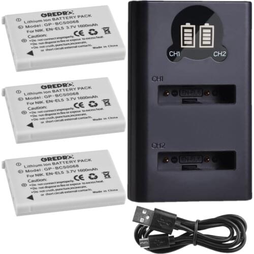 EN-EL5 Battery and EN EL5 Charger Set for Nikon Coolpix P80, Coolpix P90, Coolpix P100, Coolpix P500 P510 P520 P530 P6000