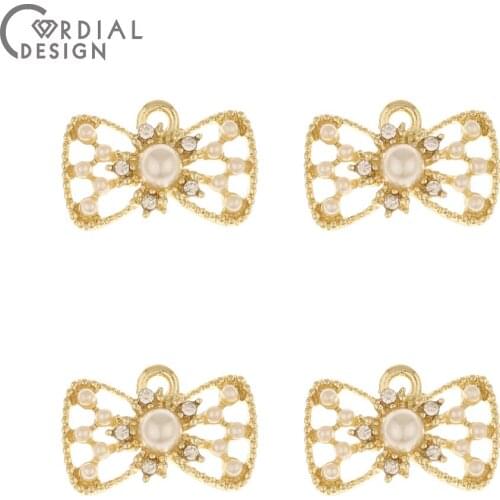 Cordial Design 50Pcs 12*17MM Jewelry Accessories/Imitation Pearl/Bowknot Shape/Jewelry Findings & Components/Earrings Pendants