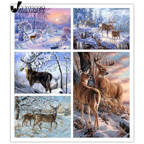 Beautiful Deer Diamond Painting In Snow 5Ddiy Wild Animal Art Mosaic Diamond Embroidery Room Decoration Gift