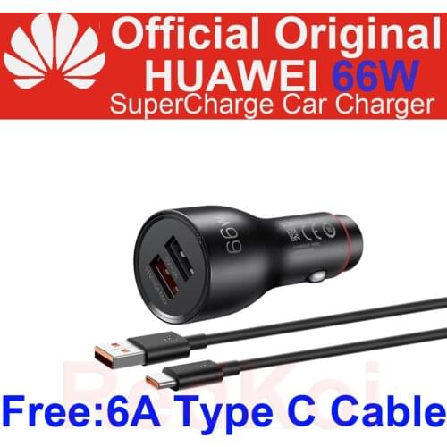 HUAWEI SuperCharge Car Charger 66W 11V 6A 10V4A 5V3A QC 4.0 Compatible for Mate 40 Pro,Mate 40 Pro + 6A USB Type-C Cable