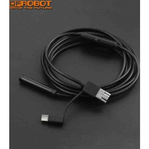 DFRobot 3-in-1 USB micro USB Type-C Waterproof USB Endoscope Inspection Camera 1200P HD LED for Raspberry Pi NVIDIA LattePanda