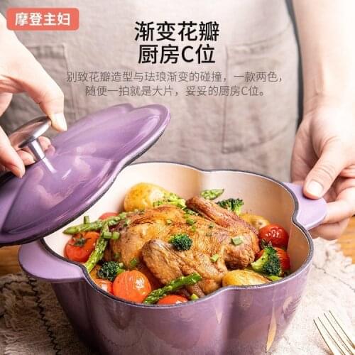 Enamel Pot Cast Iron Household 20cm Household Soup Gas Electromagnetic Universal Smolder Stew Pot Soup Pot