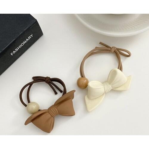 Small Solid Color Bows With Elastic Hair Band For Kids Girls Ponytail Candy Color Bowknot Women Hair Ropes Ties Hair Accessories