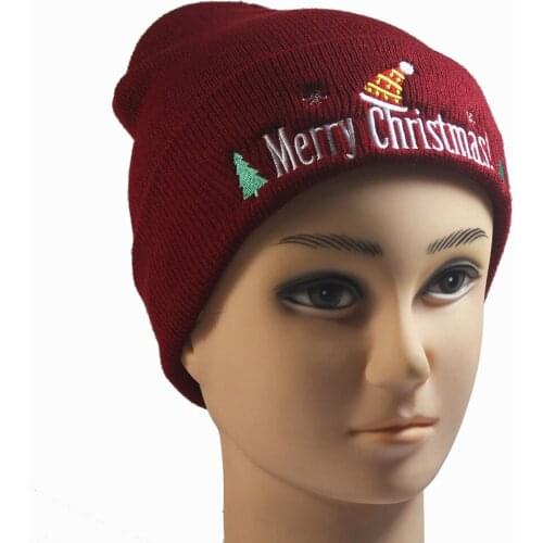 Merry Christmas Beanie Cap Fashion Women Hat Embroidery Knitted Hat Hip Hop Bonnet Cap For Men Women
