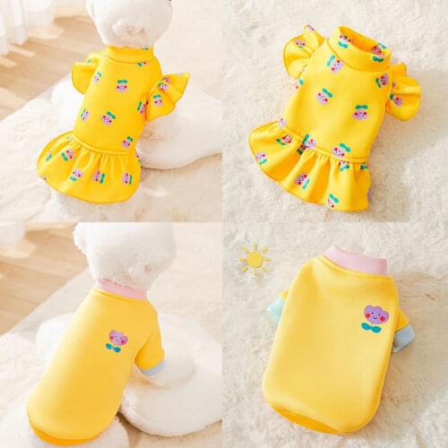 Cute Dog Dress Dog Hoodie Warm Cotton Pet Flower Skirt Sweet Hoodie Pet Supplies Pet Dog Dresses For Small Dogs Winter Clothes