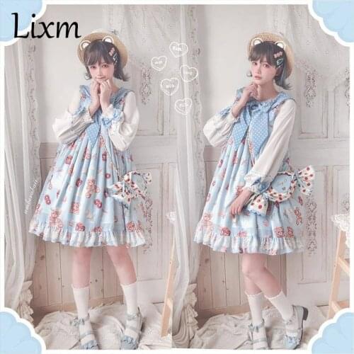 Kawaii Lolita Little bear sweets Lolita strap sweet sweet jsk Sleeveless princess victorian dress kawaii girl gothic dress
