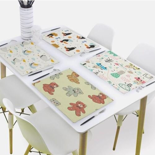 Cute Cartoon Animals Placemat for Dining Table Pigeon Drink Coasters 32x42cm Rectangle Coaster Tableware Mat Kitchen Decoration