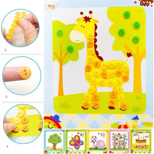 Kids DIY Button Stickers Drawing Toys Funny Game Handmade School Art Class Painting Drawing Craft Kit Children Early Educational