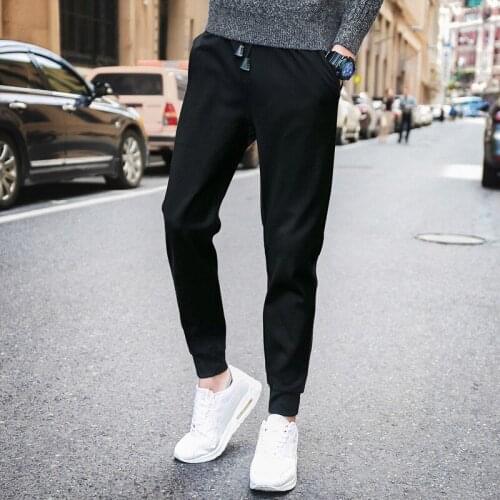 MRMT 2021 Brand New Autumn Winter Mens Trousers Solid Color Tether Waist Casual Pants for Male Feet Pants Trousers