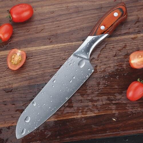 Germany 4Cr13 Chef Knife Razor Sharp Stainless Steel Kitchen Chefs Knives High Carbon 58HRC Cutlery Cooking Knives Wood Handle