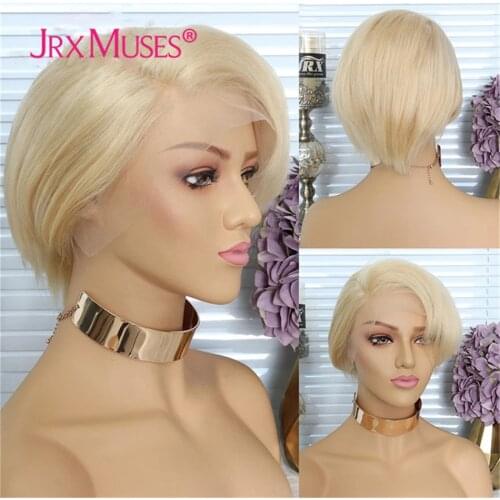 Pixie Cut Bob Lace Front Wigs 150% Density Blonde Lace Front Human Hair Wigs Short Frontal Wigs Pre Plucked JRX Hair