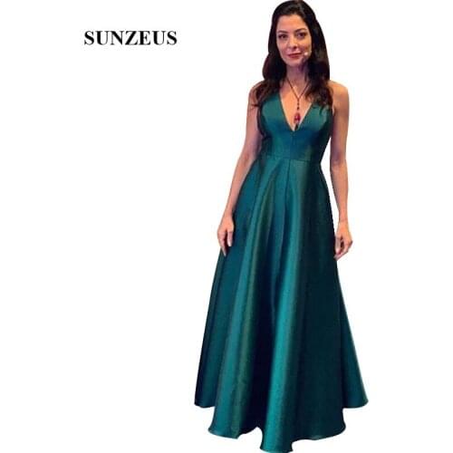 Green Satin Mother Of The Bride Dresses Simple Elegant A-line V-neck Long Party Gowns For Women Sleeveless Wedding Guest Gown