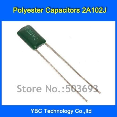 500pcs/lot Polyester Film Capacitor 2A102J 100V 1NF 1000PF