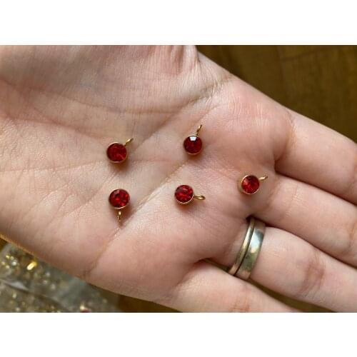 Birthstone Charms jewelry Stainless Steel Rhinestone Charms 1pcs 6mm 9mm Rose Gold Color Gold Crystal Diy Accessories women gift