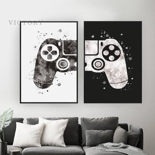 Poster Gaming Canvas Painting Boys Game Poster Print Gamepad Illustration Gamer Wall Art Picture for Kids Room Nursery Home Deco