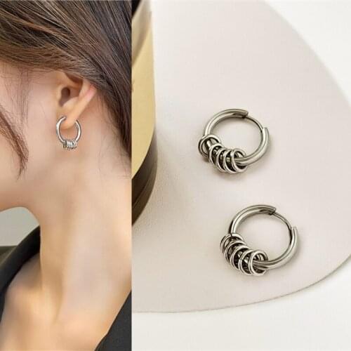 Punk Simple Solid Color Round Metal Hoop Pendant Drop Earrings for Women Girls Teens Korean Fashion Earrings 2021 Trend New