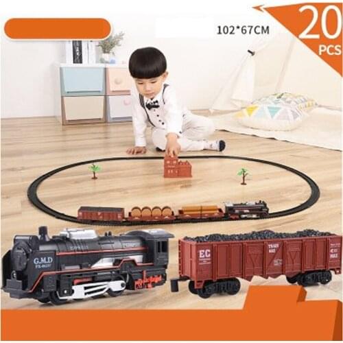 Rail Car Classical Steam Head Retro Train Toy Exquisite Accessories Simulation Pull Wood Charcoal 102*67cm Children Toys Hobby