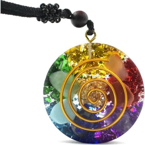 Reversible Orgonite Mixed Chakra Orgone Natural Stone Pendant Revitalization Relaxation Energy Enhancing Crystal Necklace