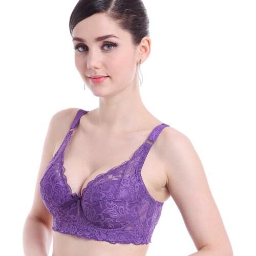 Sexy Lace Push Up Women Bra Underwear Thin Cup Underwire Bralette Plus Size Thin Cup Full Lace Breathable Push Up Bra 75-105BCD