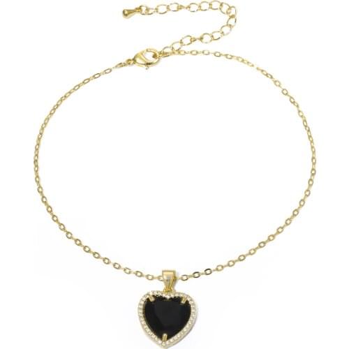 SHINYGEM 2020 Summer Ankle Chain Retro Peach Heart Glass Handmade Jewelry Making Female Girlfriends Anklet Gift Simple Style