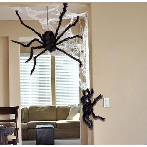 Horror Giant Black Plush Spider Halloween Party Decoration Props Kids Children Toys Haunted House Decor