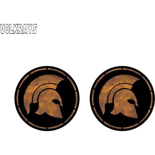 Volkrays 2 X Funny Car Sticker Spartan Warrior Circle Accessorie Sunscreen PVC Decal for Nissan Peugeot Skoda Motorcycle,8cm*8cm