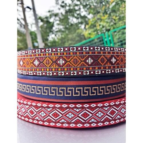 High Quality Diamond Pattern3.2CM 2M/LOT Cotton Polyester Woven Jacquard Ribbon for DIY Clothes Cuff Bag with Sewing Accessories