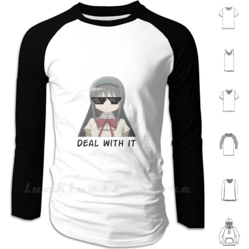 I Can Stop Time , Deal With It Hoodies Long Sleeve Deal It Homura Madoka Magica Magical Puella Homura Chan