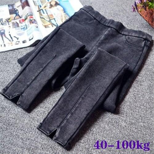 5xl Women High Waist Elastic Ankle Length Jeans Autumn Big Size Black Skinny Pants Ladies Bodycon Slim Trousers Large Plus Size