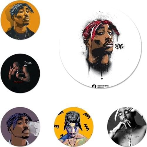 58mm 2Pac Tupac Amaru Shakur Icons Pins Badge Decoration Brooches Metal Badges For Backpack Decoration