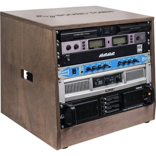 Sound Town DIY Slanted 8U Studio Rack with Plywood, Weathered Gray, Rubber Feet, Casters (SDRK-8TB)