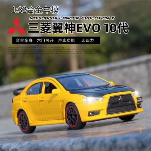 1: 32 Simulation Wing God Evo Alloy Toy Car Model Ornaments Childrens Birthday Christmas New Year Gift Yellow