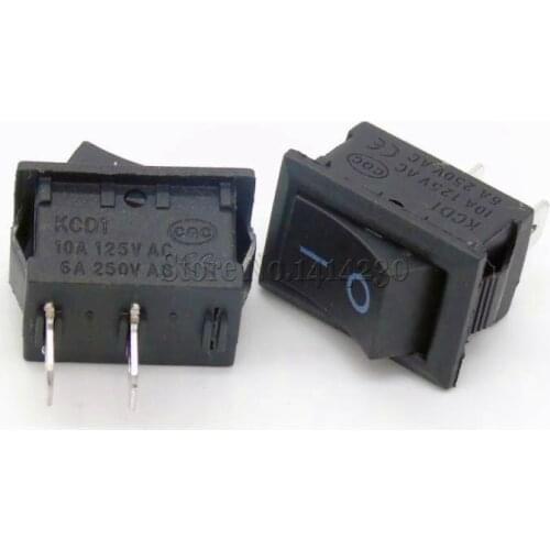 10Pcs Push Button Switch 15x21mm SPST 2Pin 6A 250V 10A 125V KCD1-101 Snap-in On/Off Rocker Switch 15MM*21MM Black
