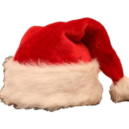 100pcs Christmas Decoration Party Santa Hat Plush Velvet Red And White Cap for Santa Claus Costume Caps Adult