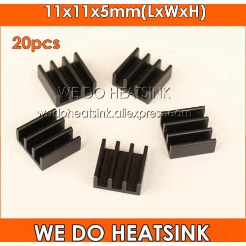 WE DO HEATSINK 20pcs 11x11x5mm Black Anodize Aluminum Cooling Cooler Heat Sink Heatsink