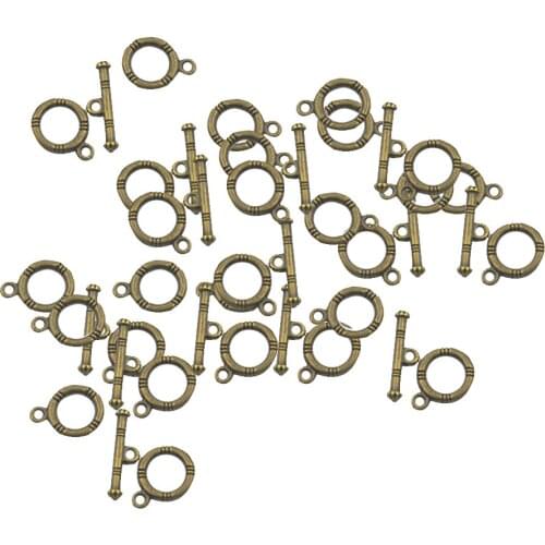 20pcs Antique Bronze Bar Ring Toggle Clasp Metal Connector Findings